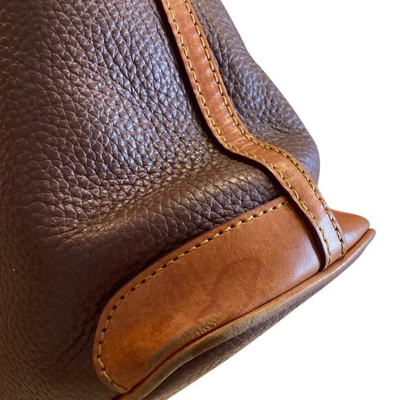 Dooney Bourke Charleston Two Tone Tan Brown Pebble Leather Tote Shoulder Bag - Picture 10 of 16